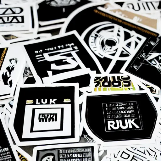 Prompt: black on white graphic design stickers in style of david rudnick, eric hu, y 2 k,