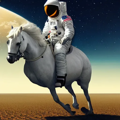 Prompt: an astronaut riding a horse in photorealistic style, 8 k, trending on artstation, highly detailed