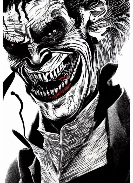 Prompt: willem dafoe as the joker, grotesque, horror, high details, intricate details, by vincent di fate, artgerm julie bell beeple, 1 9 8 0 s, inking, vintage 8 0 s print, screen print