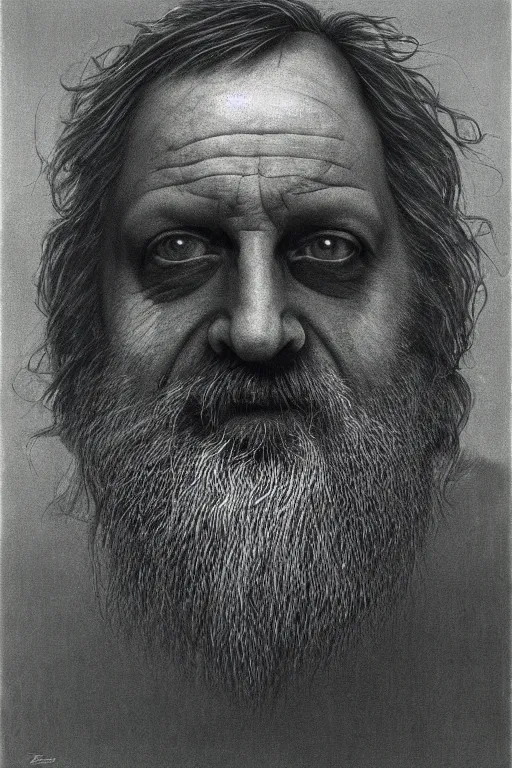 Prompt: portrait of Slavoj Žižek by Zdzislaw Beksinski