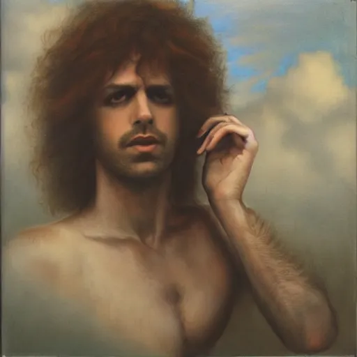 Prompt: pat metheny _ in _ the _ mist _ by _ gerald _ brom _ masterpiece _ portrait