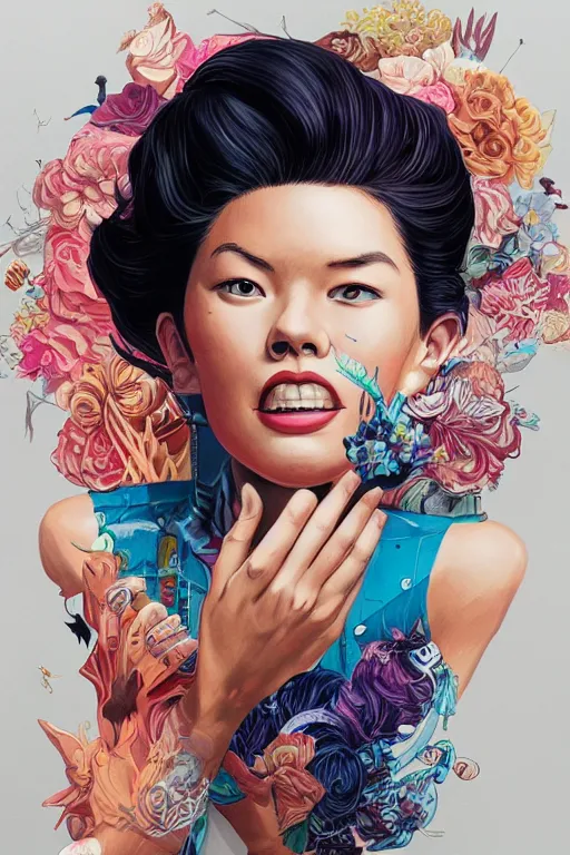 Image similar to a smiling cute human, tristan eaton, victo ngai, artgerm, rhads, ross draws