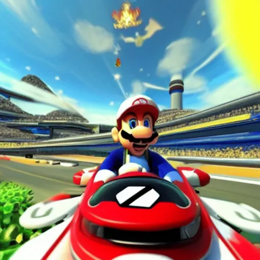 Image similar to obama racing in mario kart 8