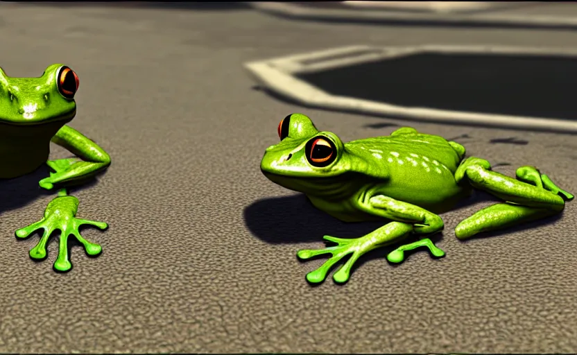 Image similar to a frog in gta san andreas, cinematic shot, 4 k