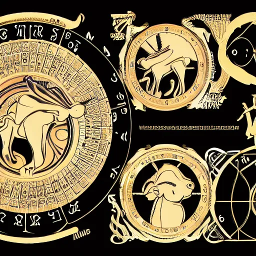 Image similar to zodiac sign horoscope set, illustration, trending on artstation, 4 k, 8 k