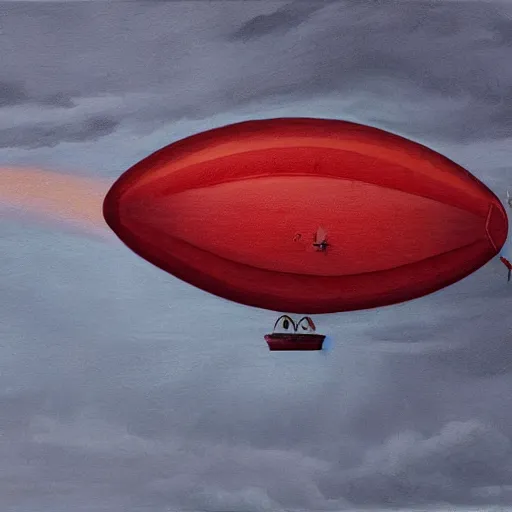 Prompt: victorian blimp flying into a violent thunderstorm, red gold gray, rich, highly detailed