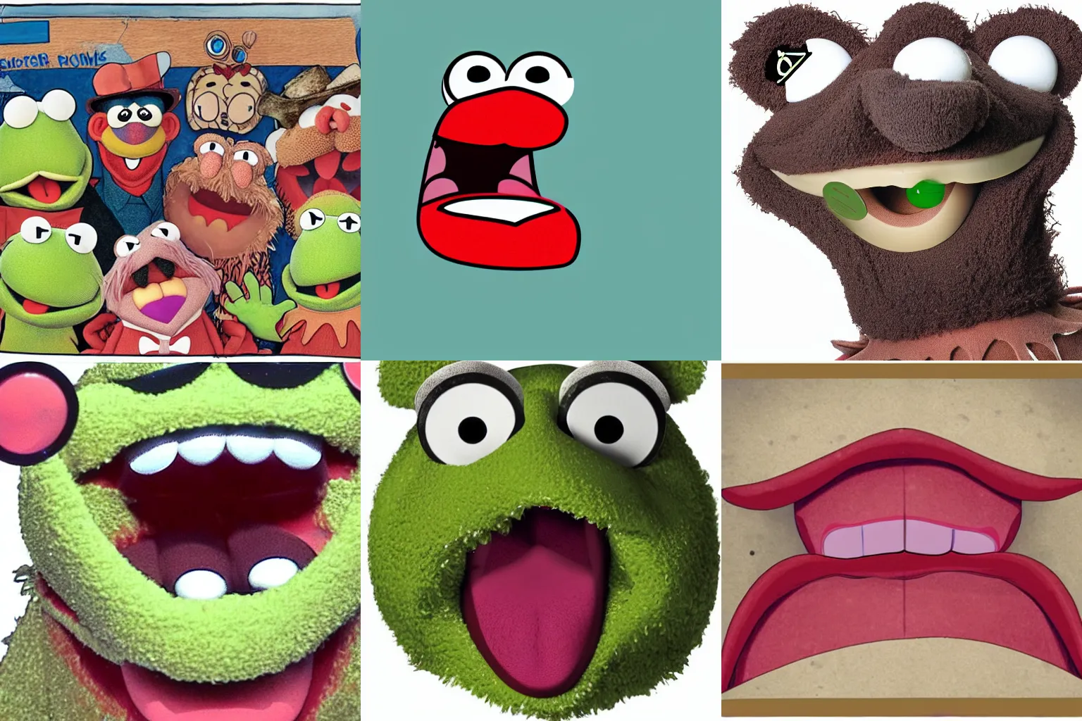 Prompt: Cross section diagram of the places of phonetic articulation in a muppet's mouth