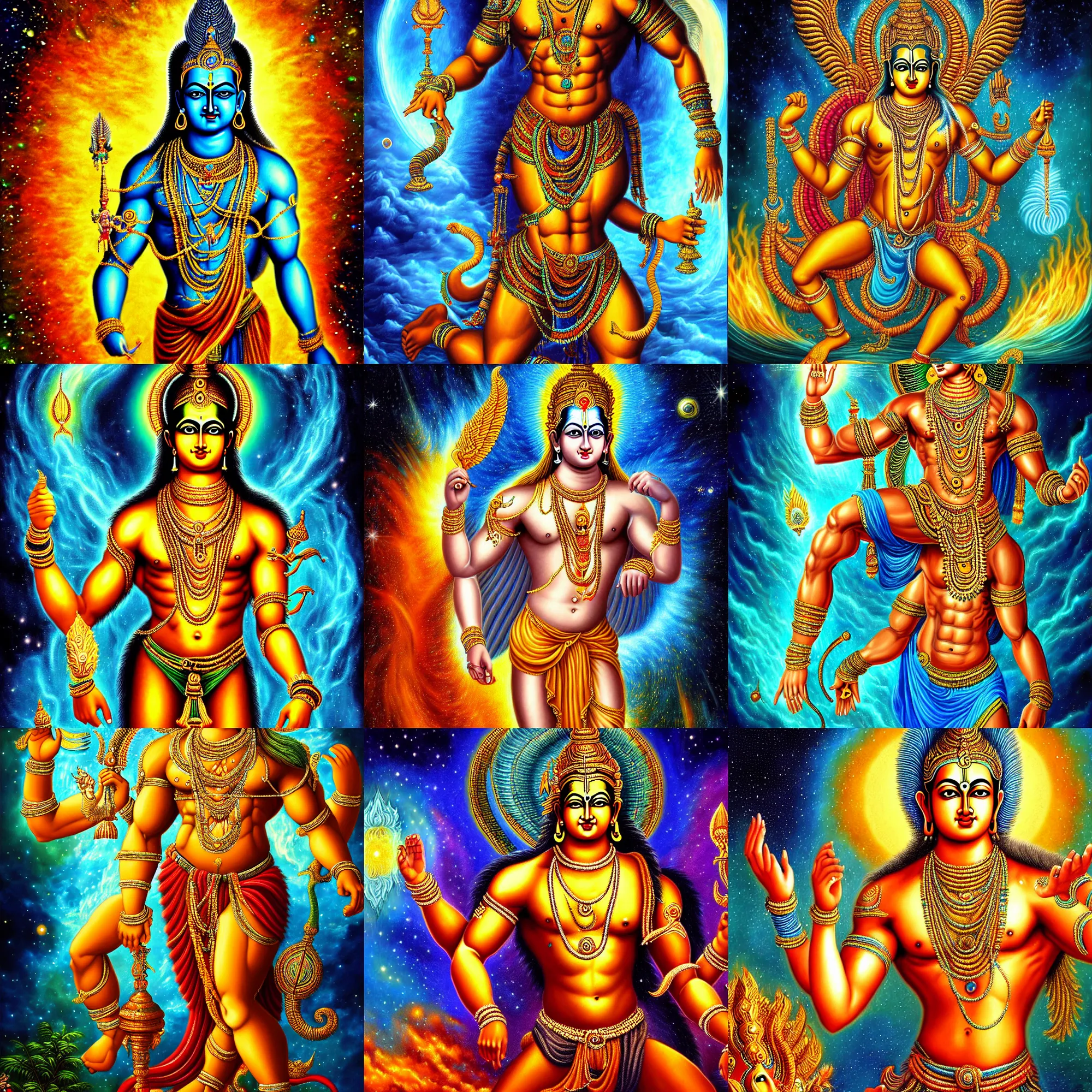 Prompt: ultra detailed stunning digital painting of lord vishnu, full body picture, bodybuilder, birth of the universe, multiverse, realistic, full HD, high quality, 4k