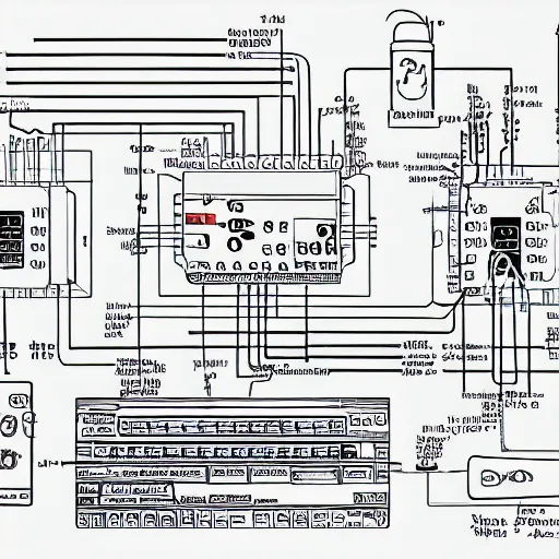 Image similar to wiring schematic of Alex Jones depicting all wires and grounds