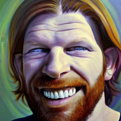 Image similar to aphex twin portrait, oil painting