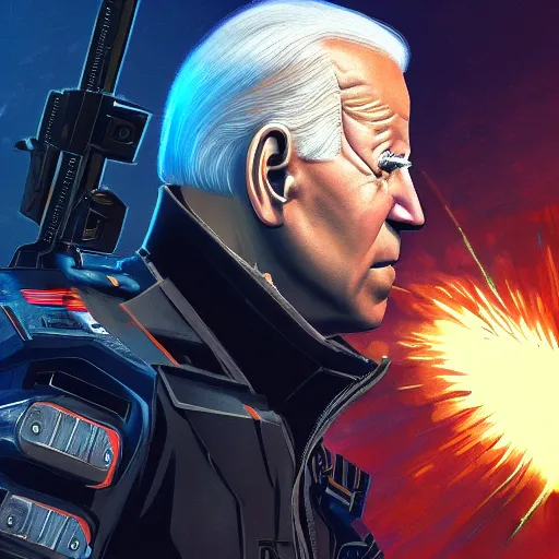 Image similar to joe biden shooting lasers from his eyes, artstation, detailed