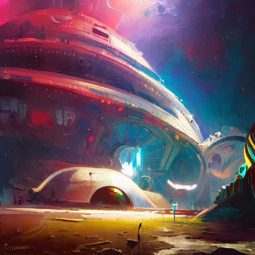 Prompt: painting of space mountain, illustration, artistic, colorful, hyper detailed, in the style of Greg Rutkowski