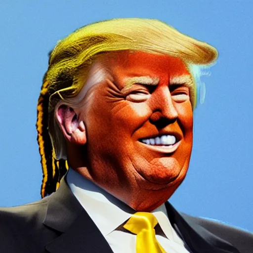 Image similar to Donald Trump with rasta hairstyle, realistic, ultra detailed