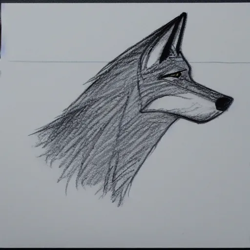 Image similar to cartoon sketch of a faceless wolf wearing a yellow raincoat