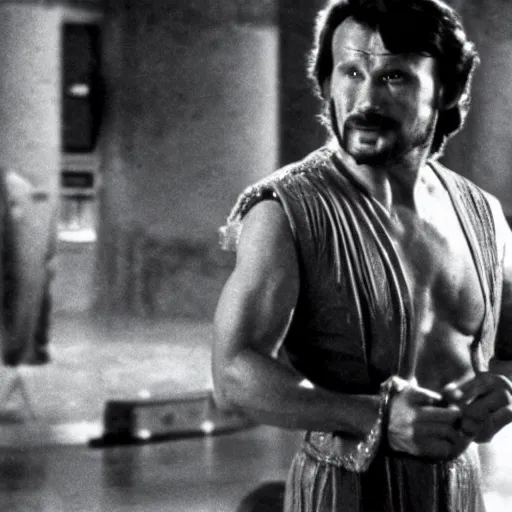 Image similar to Janusz Korwin-Mikke in a still from the movie Big Trouble in Little China (1986)