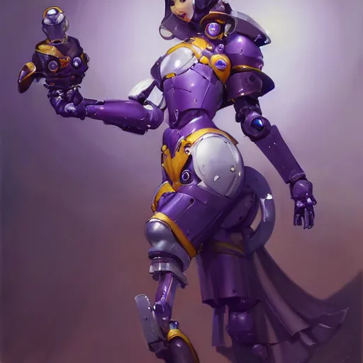 Image similar to greg manchess portrait painting of robotic violet evergarden as overwatch character, medium shot, asymmetrical, profile picture, organic painting, sunny day, matte painting, bold shapes, hard edges, street art, trending on artstation, by huang guangjian, gil elvgren, ruan jia, greg rutkowski, gaston bussiere