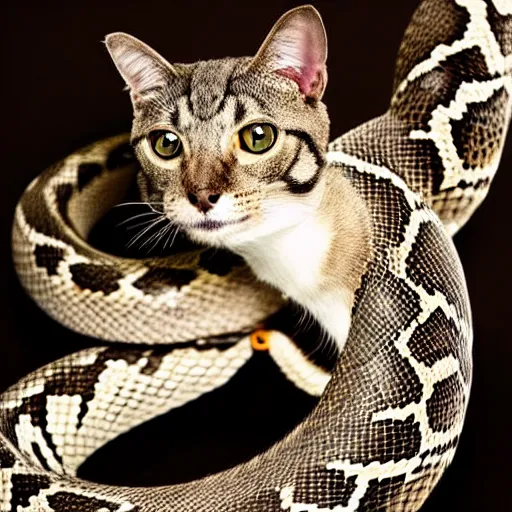 Image similar to a snake - cat - hybrid, animal photography