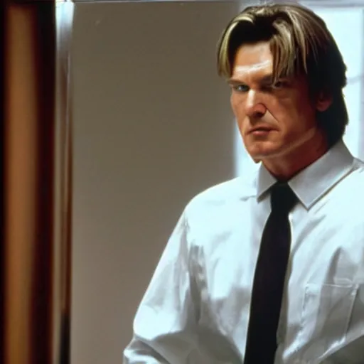 Prompt: Viktor Yushchenko as The American Psycho, cinematic still