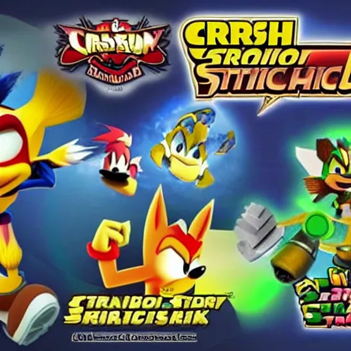 Image similar to crash bandicoot bros kirby super star ultra sonic the hedgehog gta style ratchet and clank