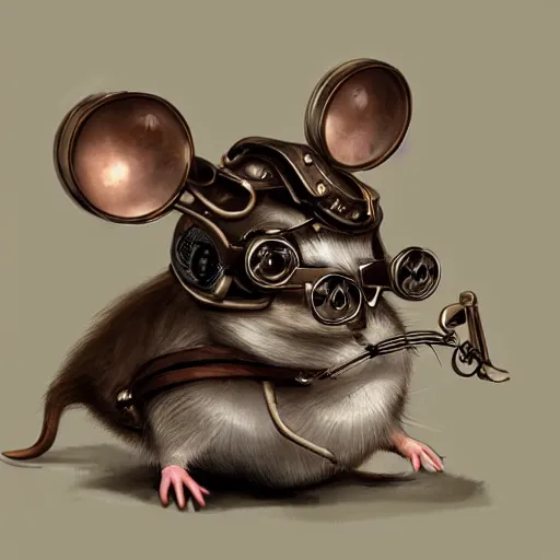 Image similar to a rat with steampunk googles, by WLOP