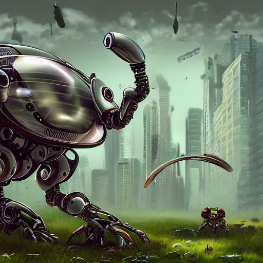 Prompt: a world full of robots overran by nature by akihiko yoshia and greg rutkowsk