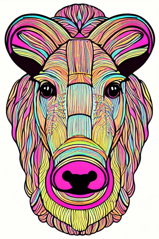 Image similar to minimalist boho style art of a small colorful sheep, illustration, vector art