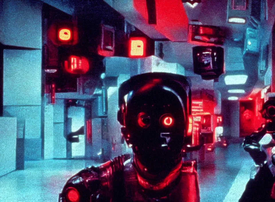 Prompt: cinematic shot from a 1 9 8 5 cyberpunk movie directed by stanley kubrick, color theory, leading lines, minimalism, photorealistic, volumetric lighting, f / 2 2