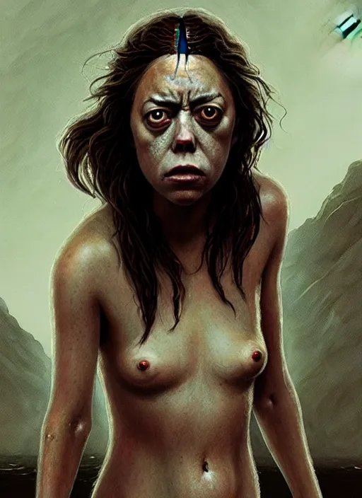 Image similar to aubrey plaza as a sea hag, concept art by james gurney and greg rutkowski, dramatic lighting, ultra hd, hdr, 8 k