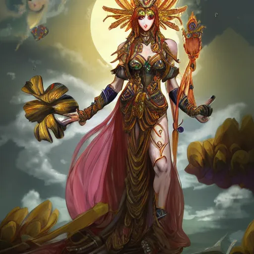 Prompt: a beautiful goddess of destruction by Jun Yung Shin