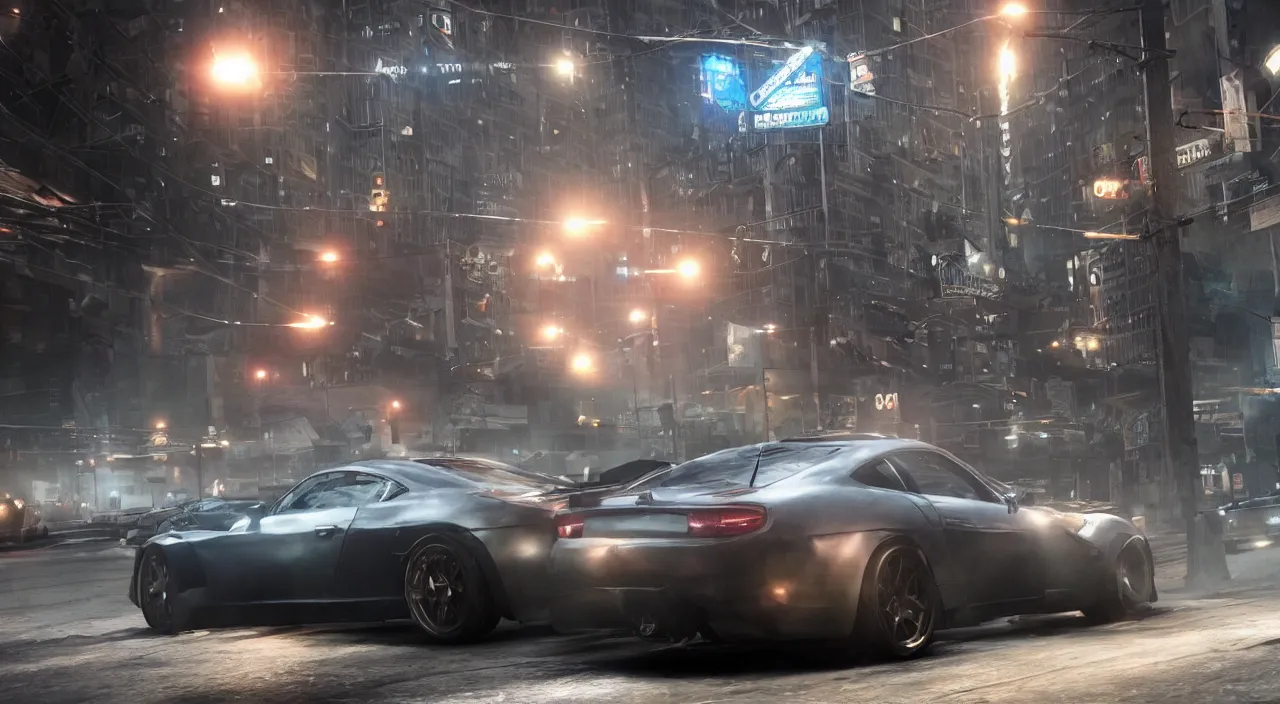 Image similar to Need for Speed Most Wanted gameplay, realistic matte painting