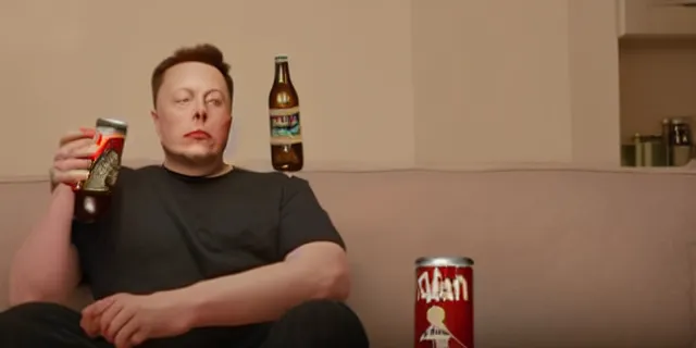 Image similar to full distant shot of sad bald poor dirty elon musk drinking a can of beer in the couch while watching tv in a dirty house, very realistic photograph, cinematic lighting, dardenne brothers, trailer park boys