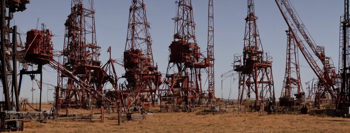 Image similar to There will be blood movie, oil rig scenery\'