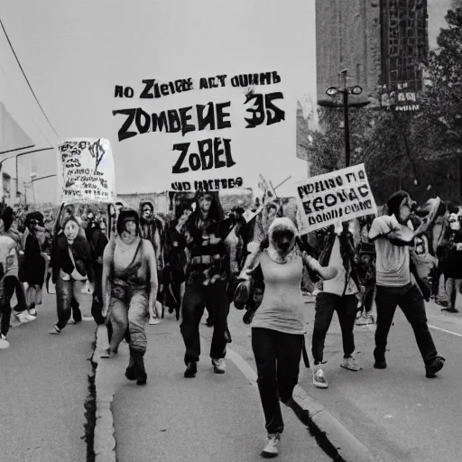 Prompt: zombie protest for zombie rights zombie rights zombie rights 3 5 mm