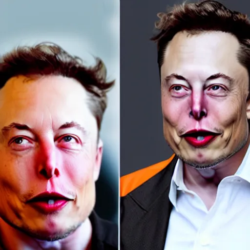 Image similar to elon musk wearing orange face