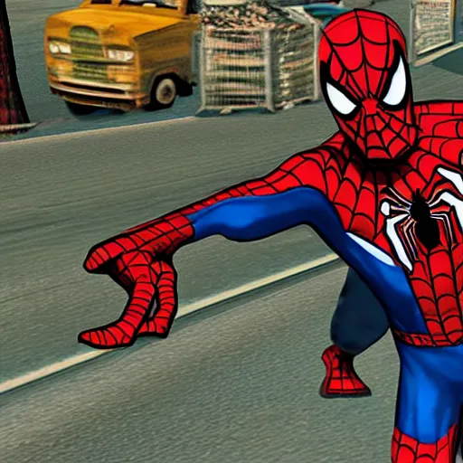 Prompt: spider man in gta san andreas