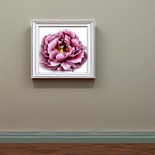 Prompt: paint, painting with frames, earthy, minimal, abstract, peony flower, pastel and neutral colors