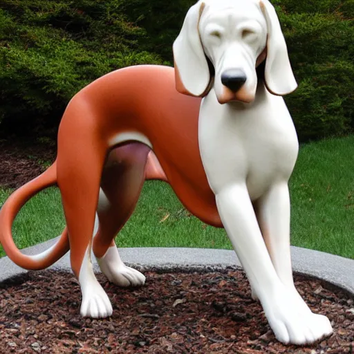 Image similar to marble statue of redbone coonhound, realistic