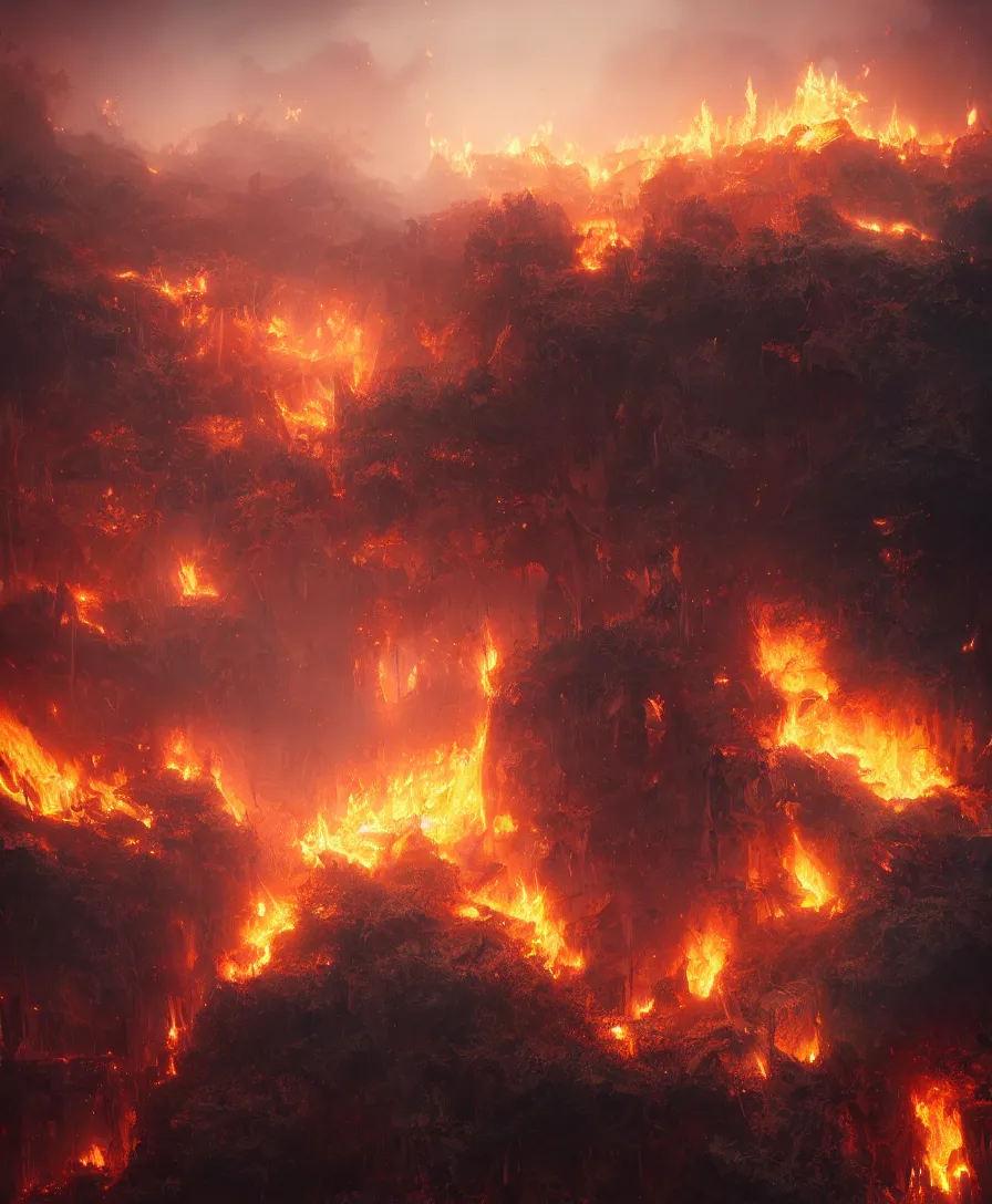 hyper realistic world on fire, art by greg rutkowski, | Stable ...