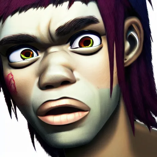 Image similar to 2D from Gorillaz, Realistic, Hyperrealistic, HD Quality, 4k Resolution, 8k Resolution, Detailed, Very Detailed, Highly Detailed, Studio Quality Lighting, Real Life, Portrait, Photograph