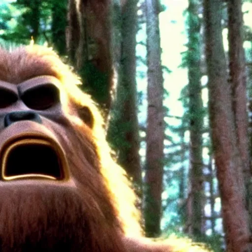 Prompt: a still of BigFoot in Back to the Future Part II (1989)