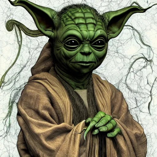 Image similar to yoda became bloody ugly lovecraftian degenerate abomination, photo - realistic, color image, 2 k, highly detailed, bodyhorror, occult art, by giger, fractal structure