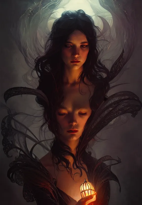 Image similar to a black smoked demon, fantasy magic, dark light night, intricate, elegant, sharp focus, illustration, highly detailed, digital painting, concept art, matte, art by wlop and artgerm and greg rutkowski and alphonse mucha, masterpiece