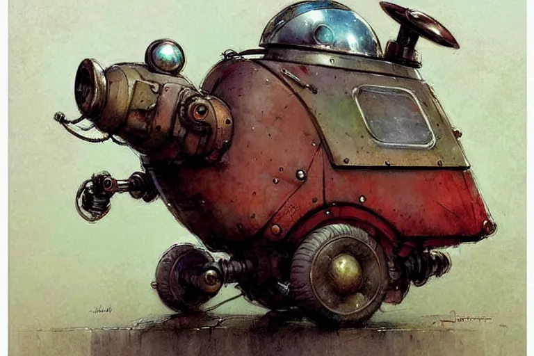 Image similar to adventurer ( ( ( ( ( 1 9 5 0 s retro future robot android robot mouse wagon. muted colors. ) ) ) ) ) by jean baptiste monge!!!!!!!!!!!!!!!!!!!!!!!!! chrome red