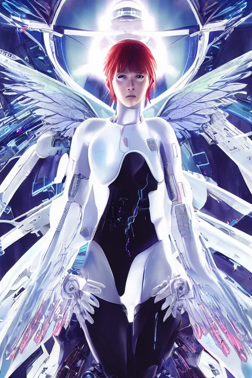 Prompt: white arc-angel with mystic robotic wings, akira, ghost in the shell, 2077, ultra detailed, digital art, 8k ,character ,realistic, portrait, hyperrealistic