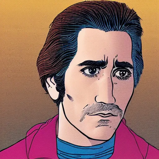 Image similar to jake gyllenhaal retro minimalist portrait by jean giraud, moebius starwatcher comic, 8 k