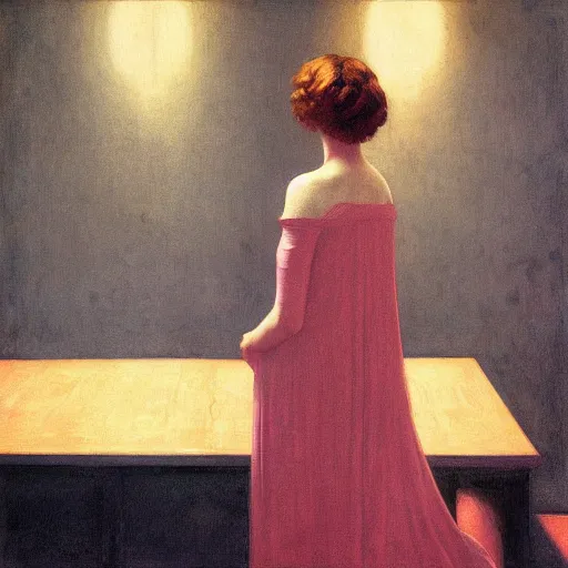 Prompt: a woman in a medieval city, hyperrealistic film still by edward hopper, by gottfried helnwein, by klimt, by paolo uccello, art nouveau, highly detailed, strong lights, liminal, eerie, symbolist, bright pastel colors