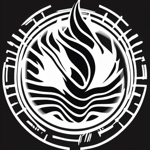 Image similar to a vector llustration logo of fire, black and white, smooth curves, negative space is mandatory