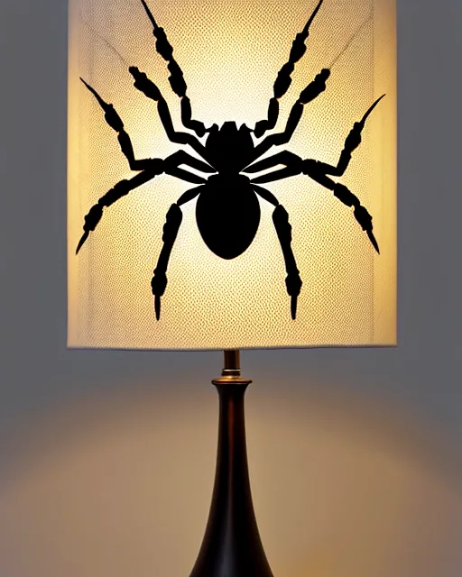 Image similar to A table lamp in the shape of a spider, highly detailed, intricate mesh patterns, sharp focus, interior design art by Artgerm and Greg Rutkowski and WLOP