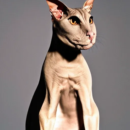 Image similar to Egyptian sphinx cat bear hybrid photo, award-winning animal photography