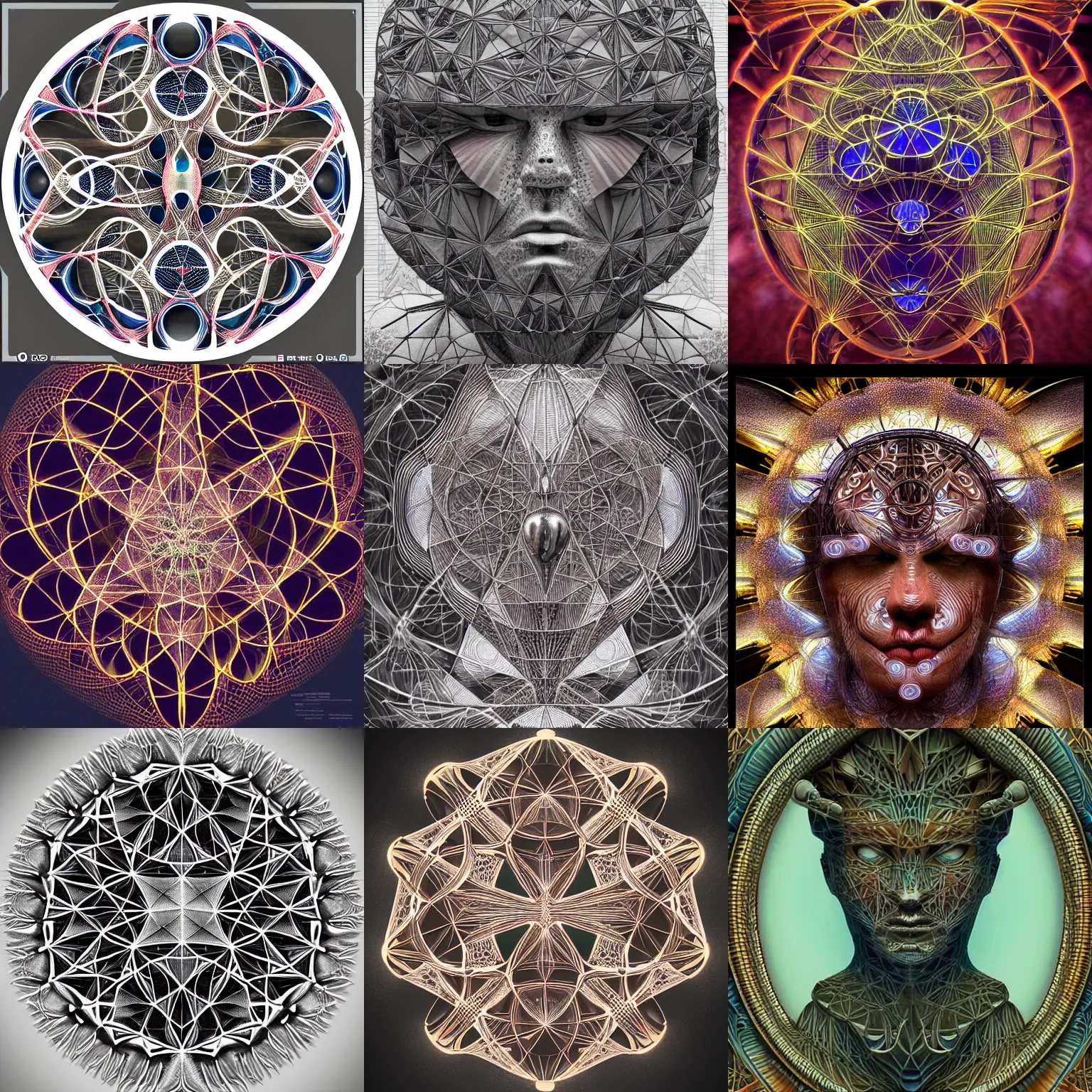 Prompt: a fourth dimensional beautiful being made from sacred geometry, amazingly intricately detailed, award winning, trending on artstation, 8 k